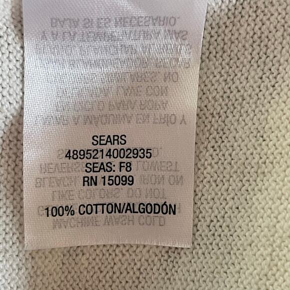 Laura Scott Cream Cotton Cardigan Sweater Round Neck Classic Fit MEDIUM Fall - Picture 7 of 8